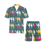 Camel pattern Men's V-Neck Short Pajama Set