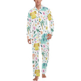 Cute elephants palm tree flower butterfly pattern Men's Long Pajama Set