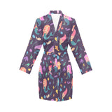 beautiful mermaid Fish jellyfish algae other marin Women's Long Sleeve Belted Night Robe