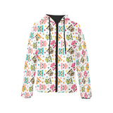 Color cute owl pattern Women's Padded Hooded Jacket