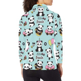 Cute baby panda pattern Women's Long Sleeve Polo Shirt
