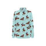 Horses running horses rider pattern Women's Long Sleeve Polo Shirt