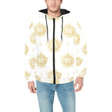 Gold Ornamental lotue waterlily symbol pattern Men's Padded Hooded Jacket