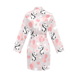 Cute panda ballon heart pattern Women's Long Sleeve Belted Night Robe