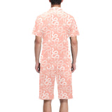 Snake lilies flower pattern Men's V-Neck Short Pajama Set