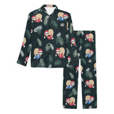 Cute sloths sleeping christmas ball santa hat patt Men's Long Pajama Set