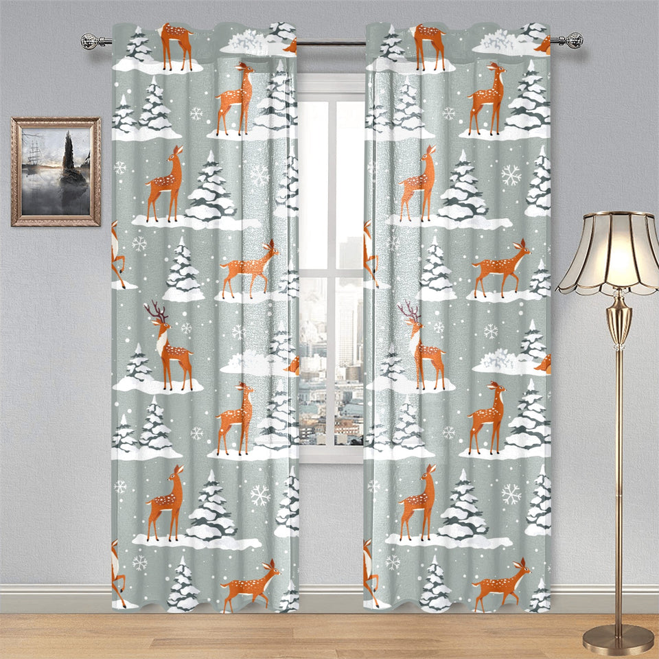 Beautiful deers Winter Christmas Gauze Curtain