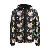 Hummingbird Pattern Print Design 03 Men's Padded Hooded Jacket