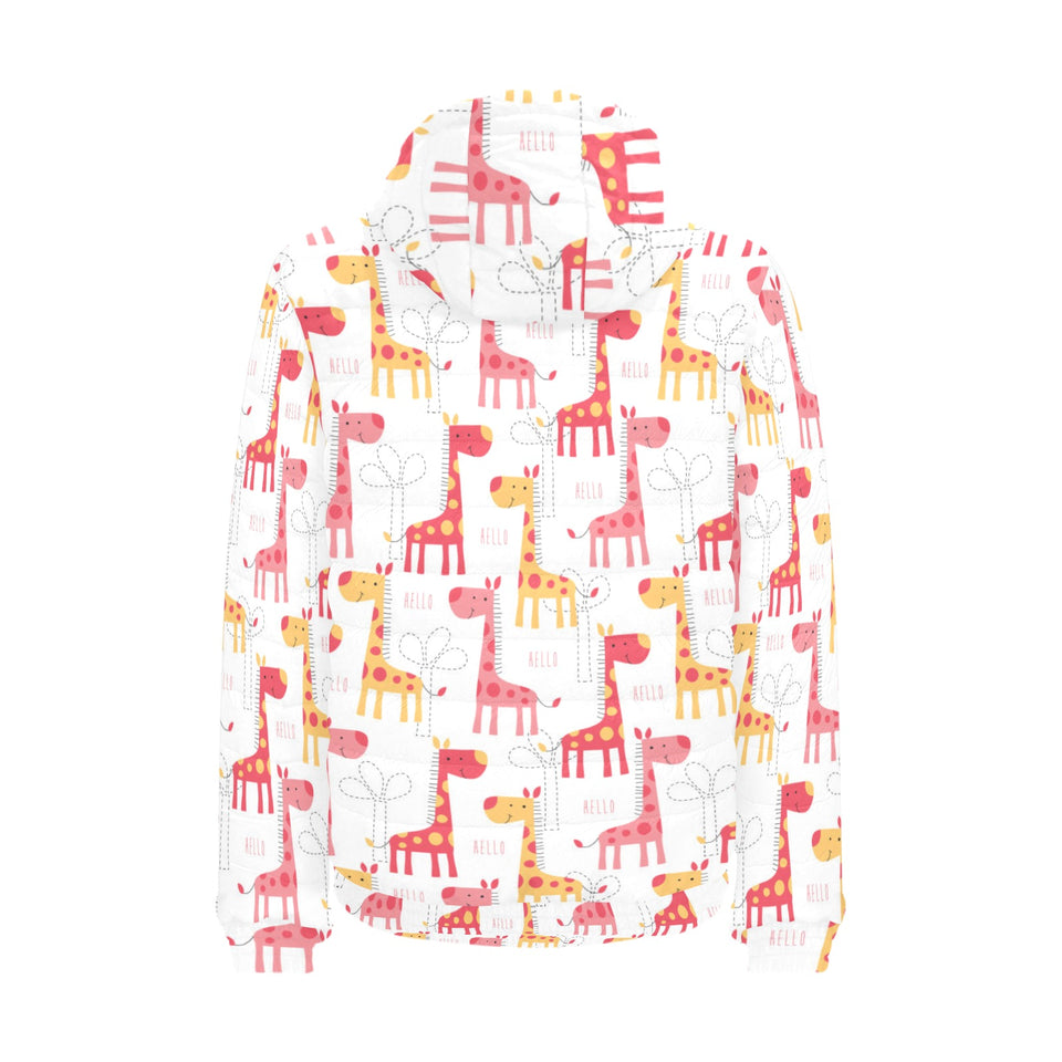 Giraffe Pattern Print Design 03 Men's Padded Hooded Jacket