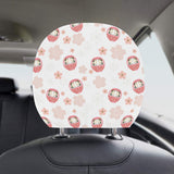 Daruma japanese wooden doll cherry blossom flower Car Headrest Cover