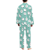 Cute sheep green background Men's Long Pajama Set