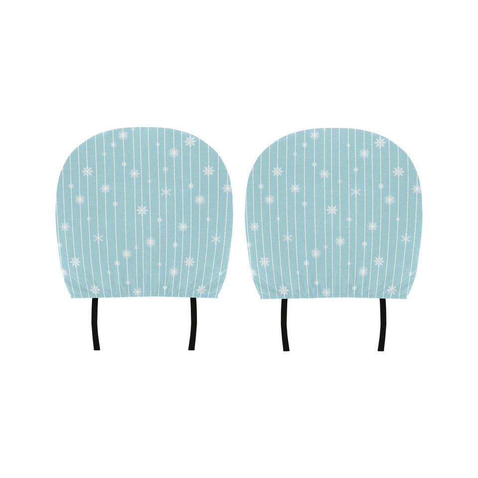 Snowflake pattern blue stripe background Car Headrest Cover