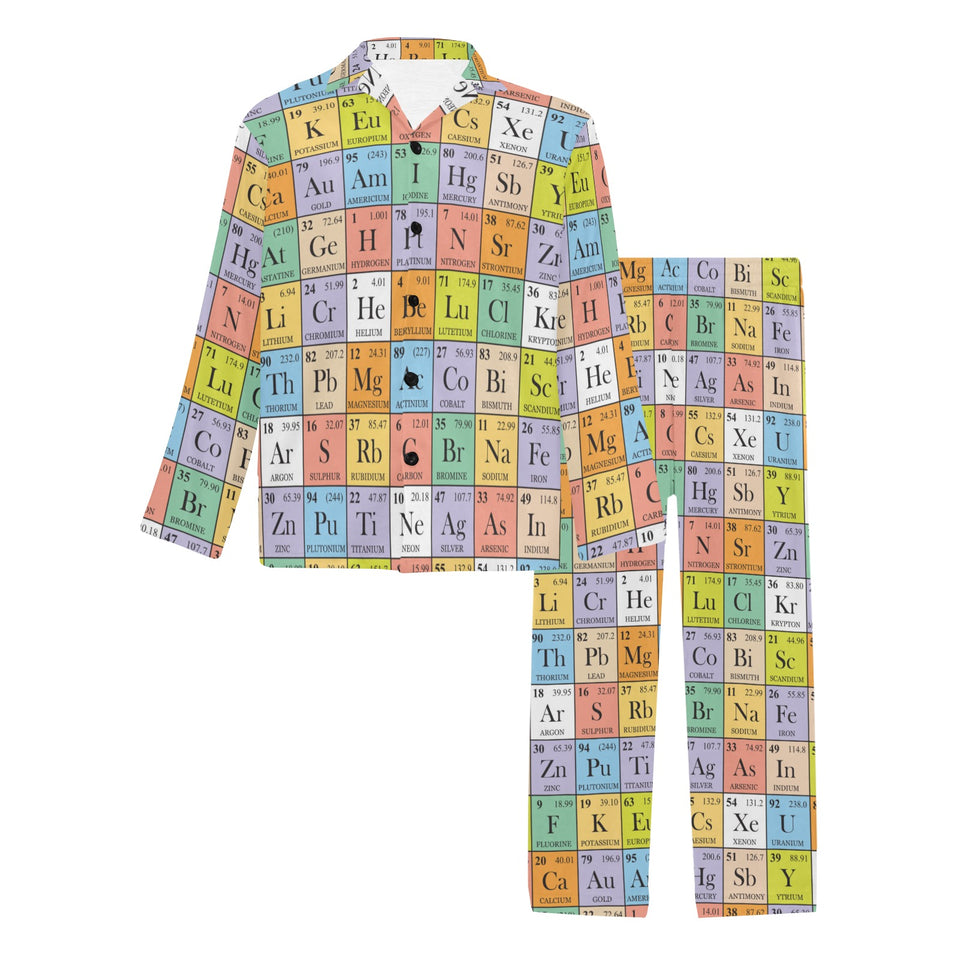 Chemistry Periodic Table Pattern Print Design 01 Men's Long Pajama Set