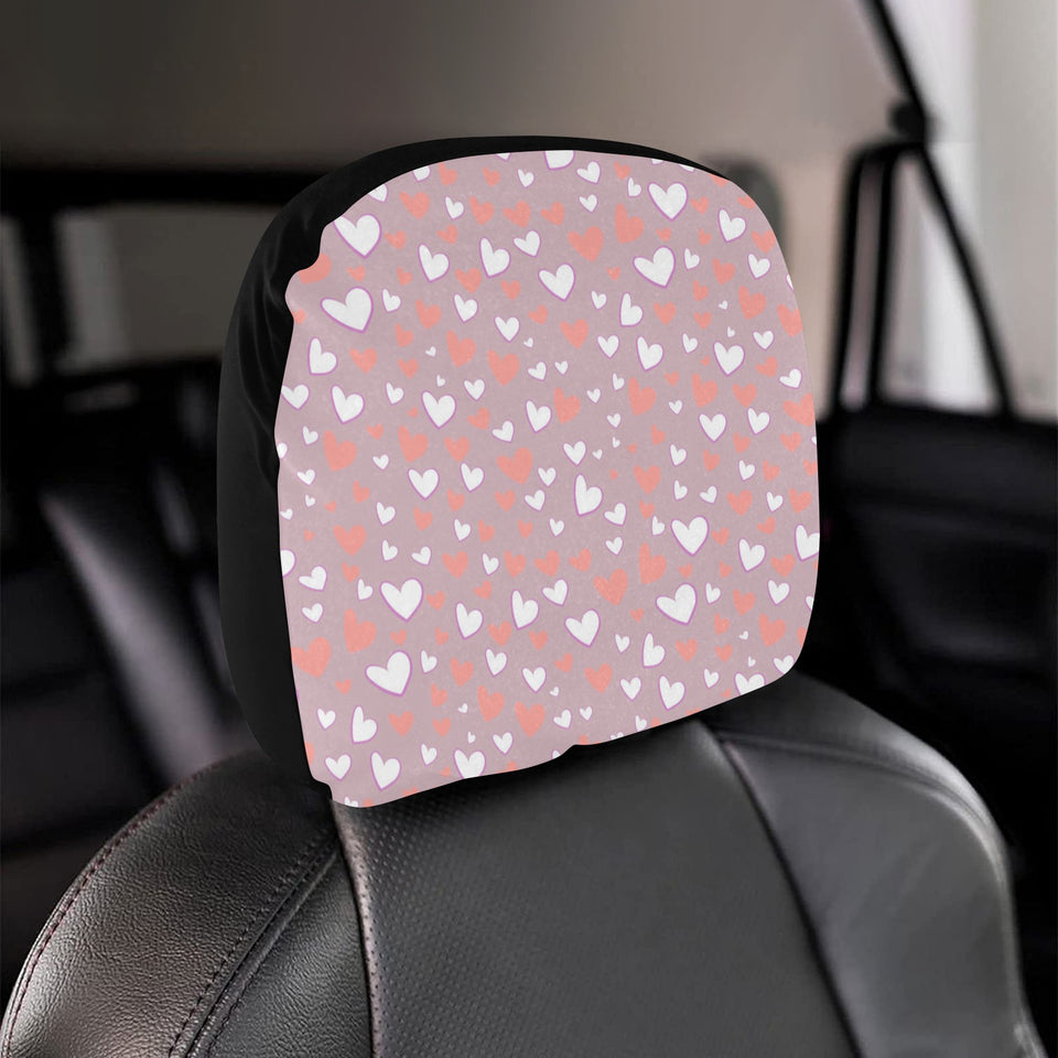 coral white heart pattern Car Headrest Cover