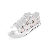 Cute pugs pink heart paw pattern Men's Low Top Shoes White