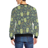 Cute owls leaves pattern Men's Crew Neck Sweatshirt