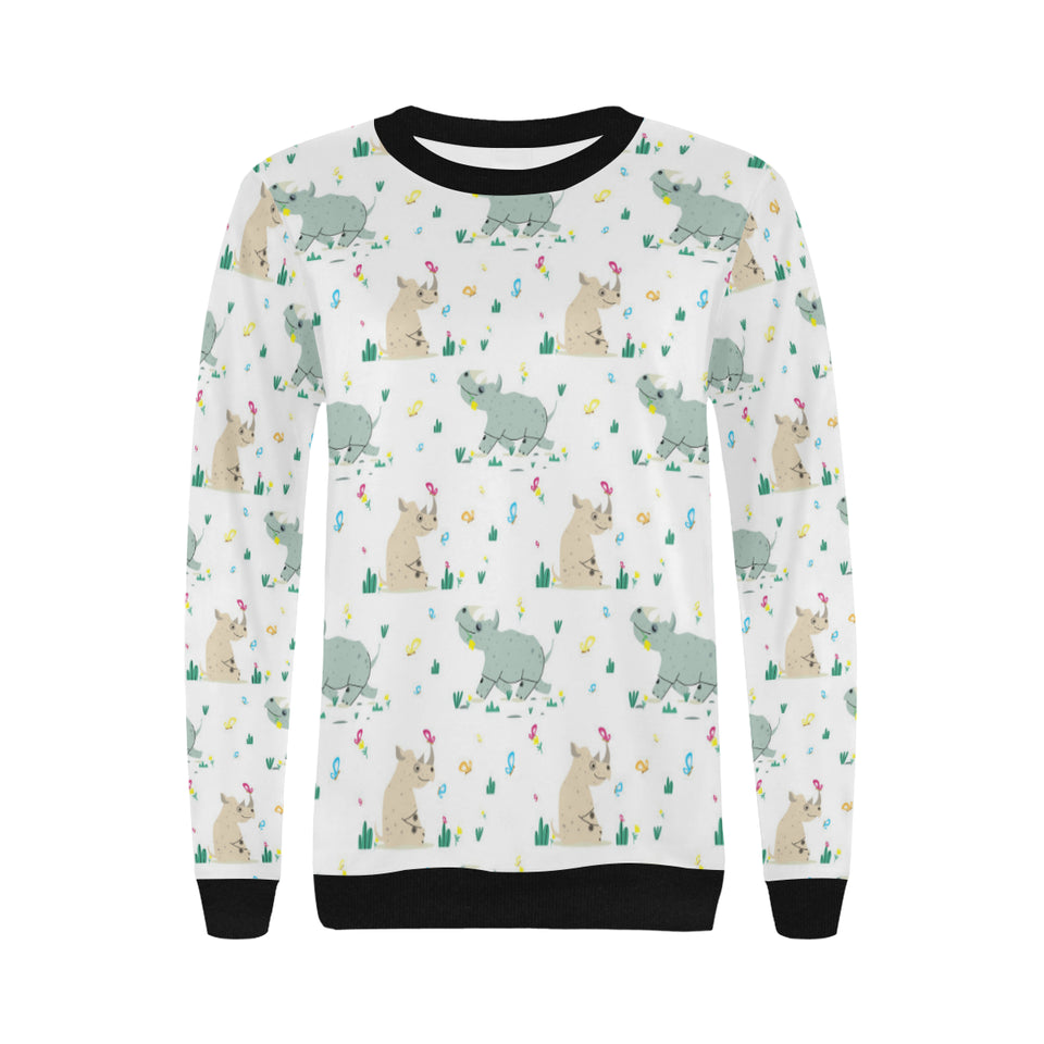 Cute Rhino pattern Women's Crew Neck Sweatshirt