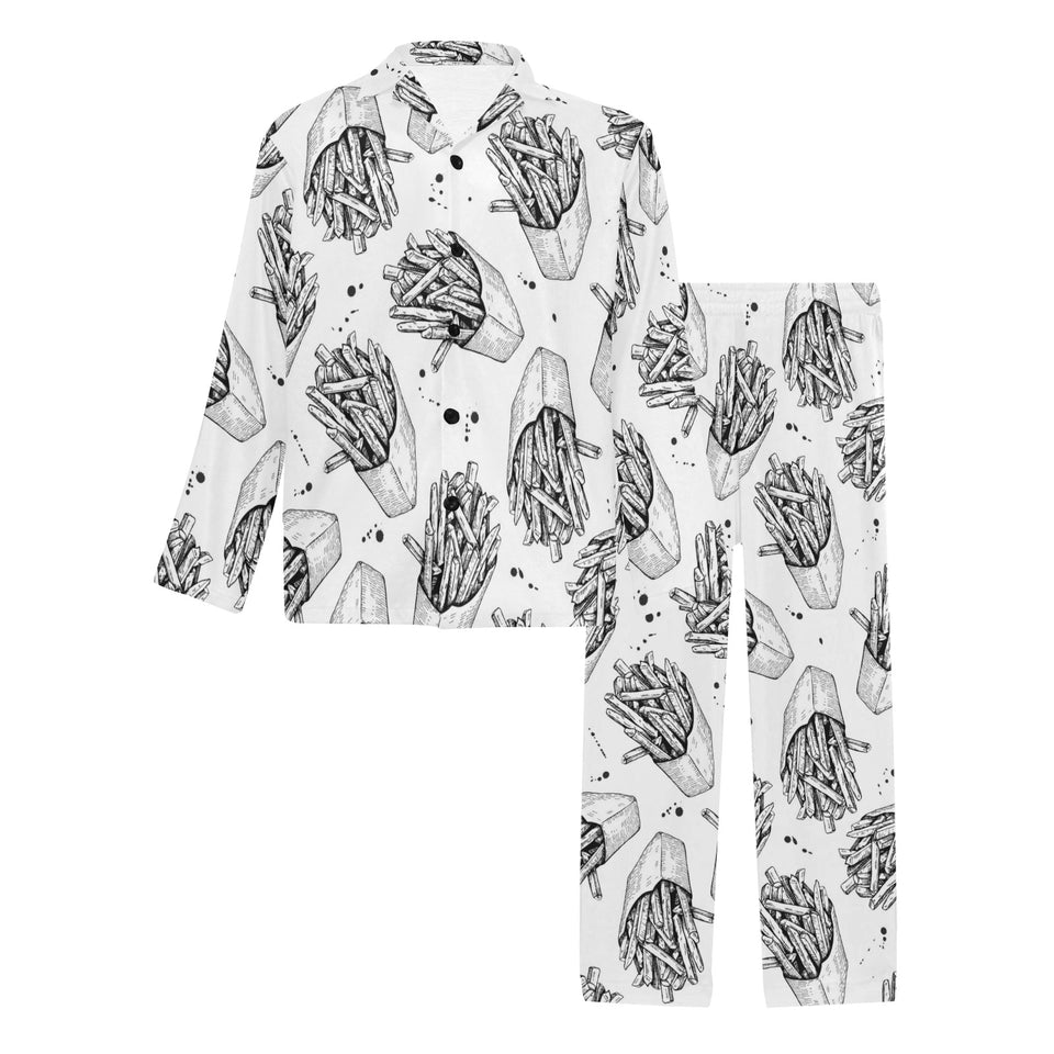 Hand drawn french fries pattern Men's Long Pajama Set