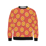 Oranges pattern red background Men's Crew Neck Sweatshirt