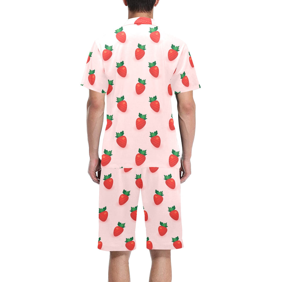 Strawberry beautiful pattern Men's V-Neck Short Pajama Set