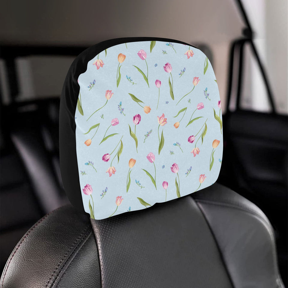 Watercolor Tulips pattern Car Headrest Cover