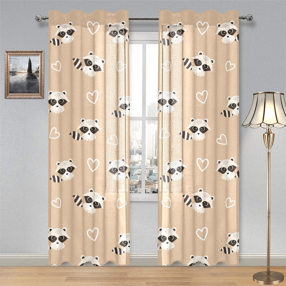 Cute raccoon heart pattern Gauze Curtain