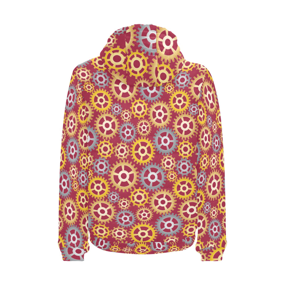 Gear Pattern Print Design 04 Men's Padded Hooded Jacket