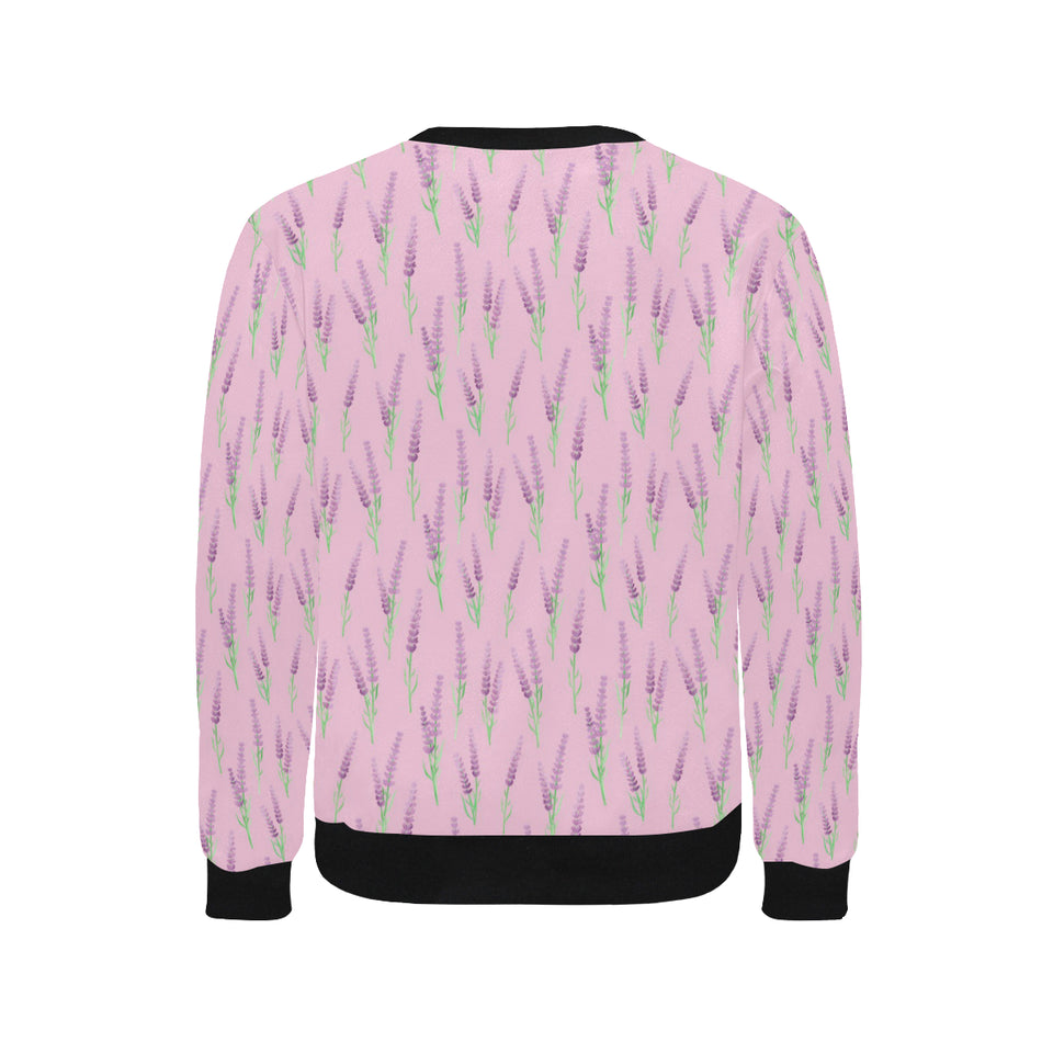 Lavender pattern pink background Men's Crew Neck Sweatshirt