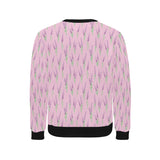 Lavender pattern pink background Men's Crew Neck Sweatshirt