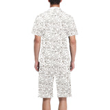 cacao beans leaves pattern Men's V-Neck Short Pajama Set