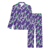 Eggplant Pattern Print Design 03 Men's Long Pajama Set