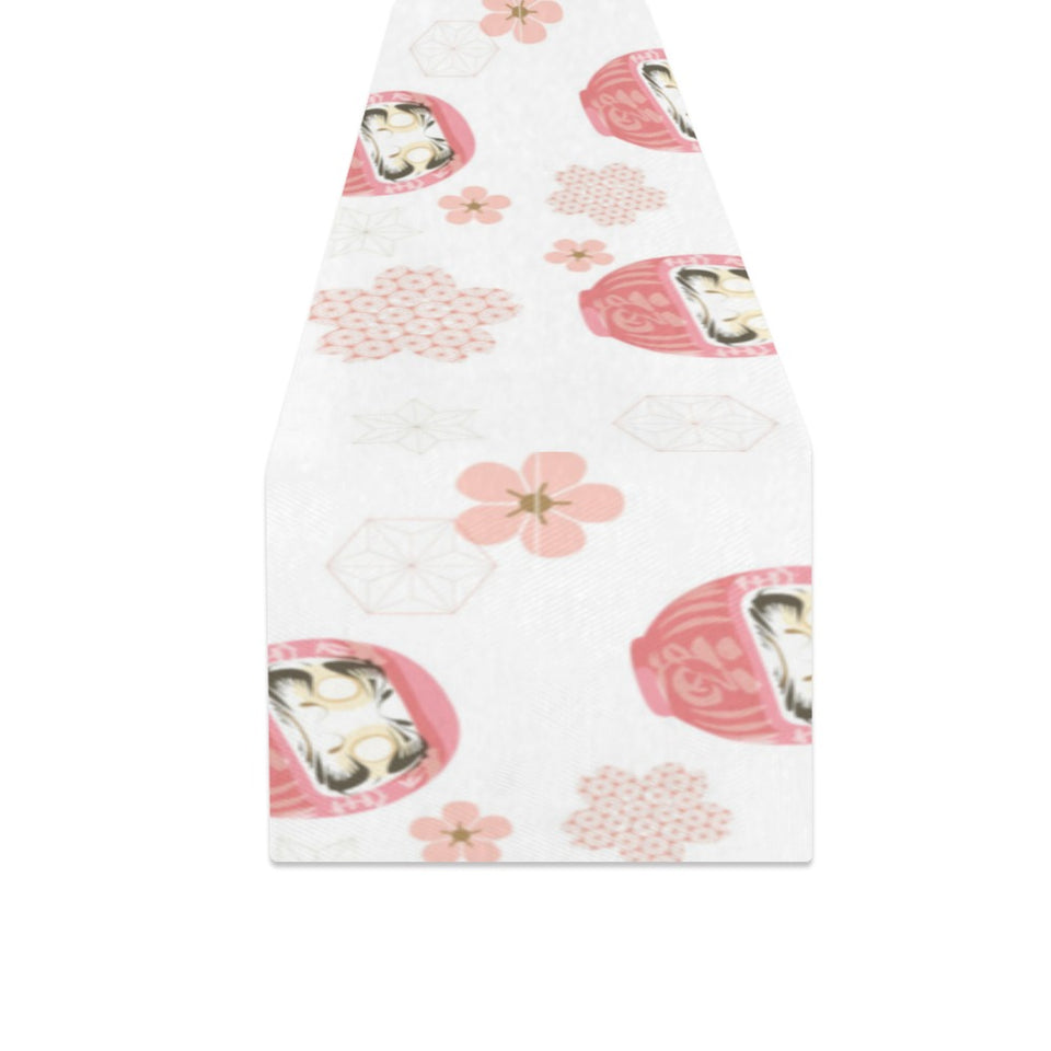 Daruma japanese wooden doll cherry blossom flower Table Runner