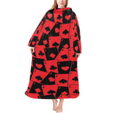 Casino Cards Suits Pattern Print Design 02 Blanket Robe with Sleeves