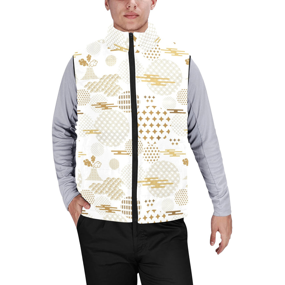 Beautiful gold japanese pattern Men's Padded Vest