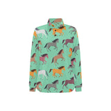 Colorful horses pattern Women's Long Sleeve Polo Shirt