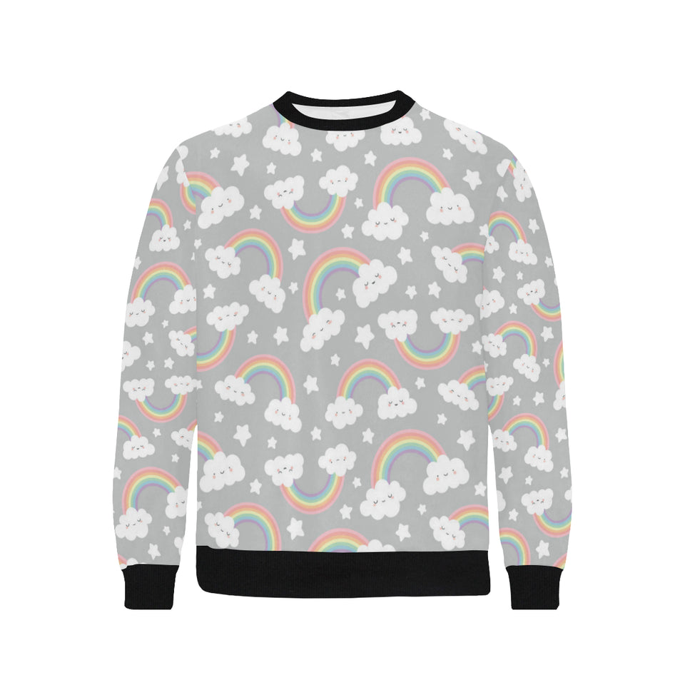 Cute rainbow clound star pattern Men's Crew Neck Sweatshirt