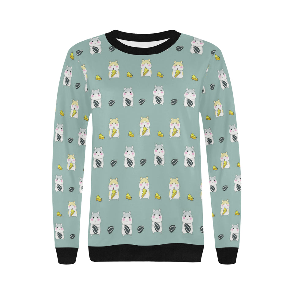 Cute hamster cheese pattern Women's Crew Neck Sweatshirt