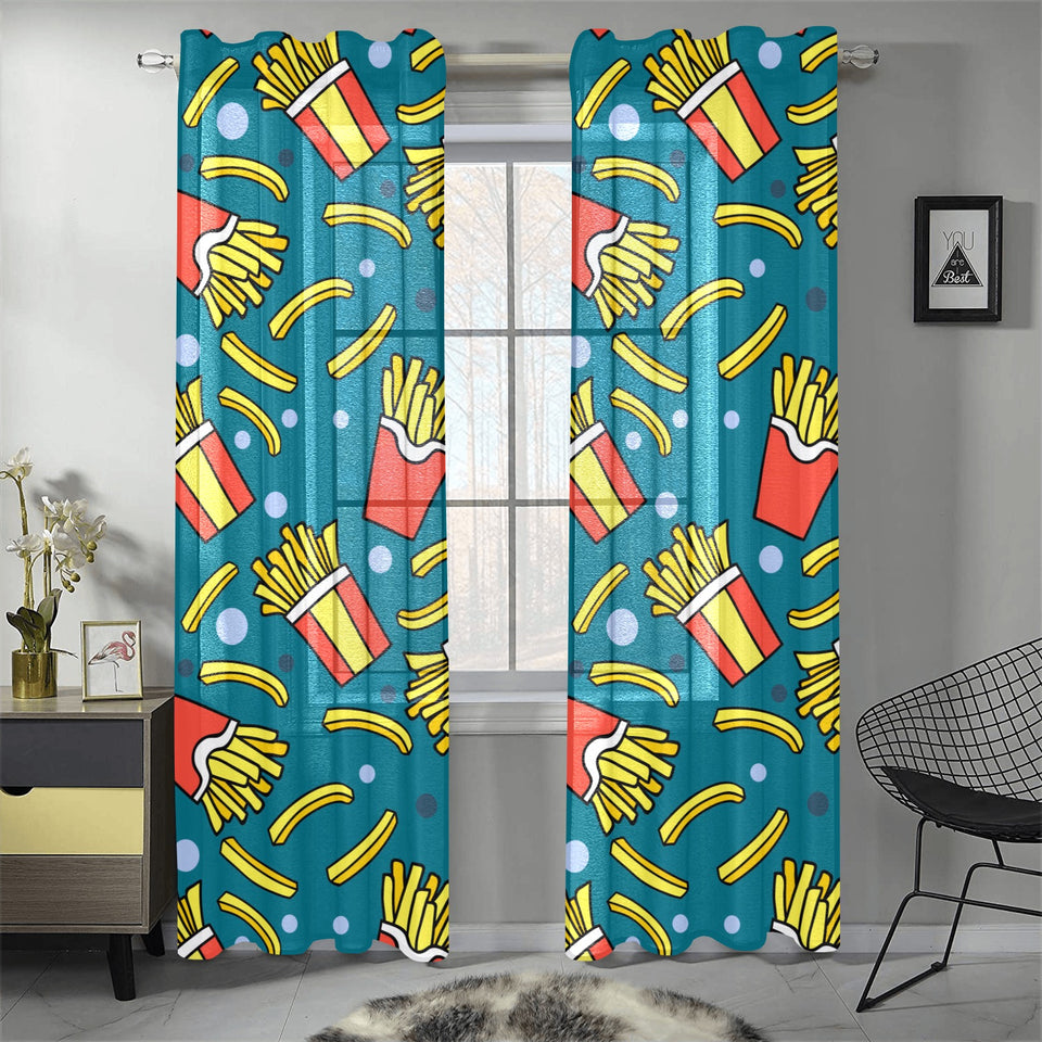 French fries red paper box pattern Gauze Curtain