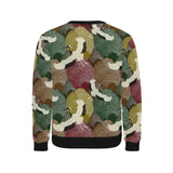 Japanese cranes flying forest dot pattern Men's Crew Neck Sweatshirt