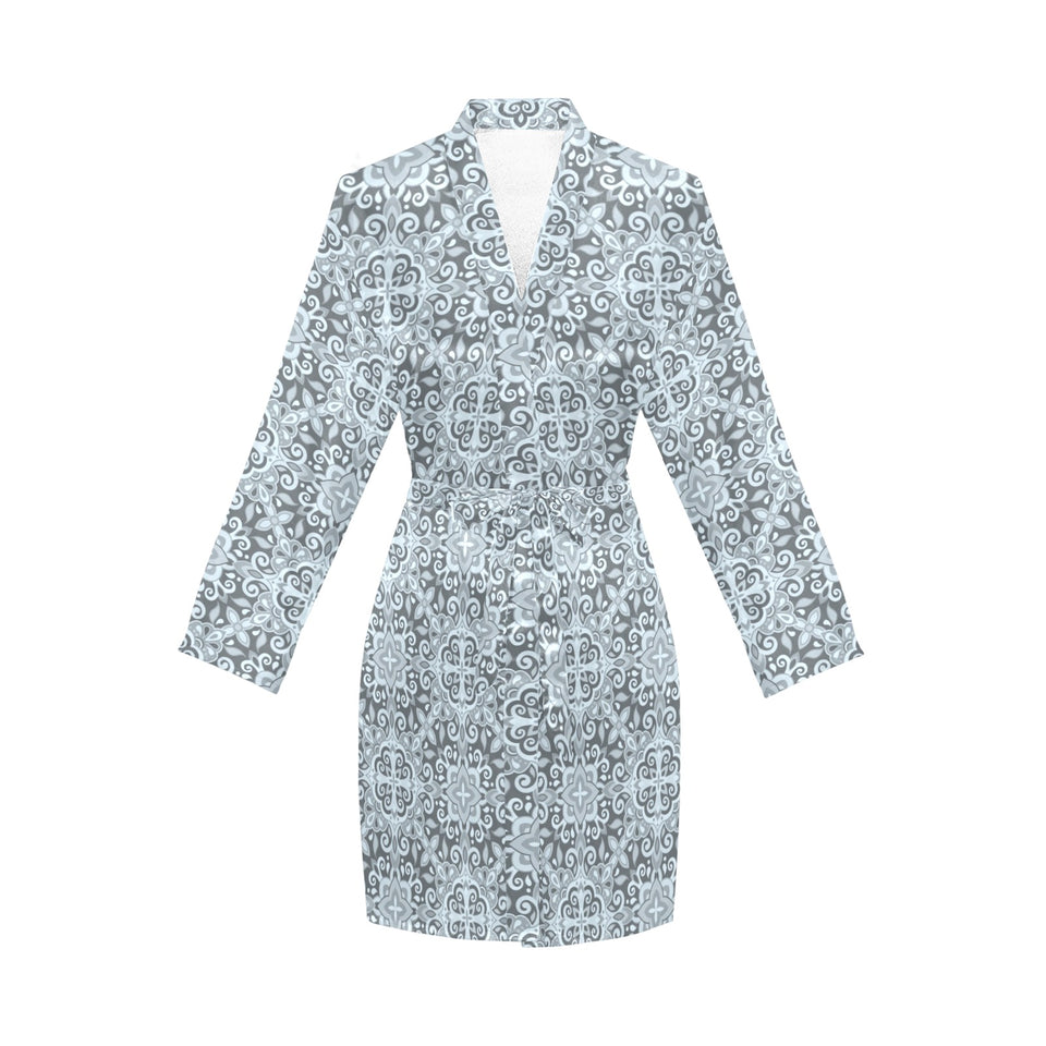 Traditional indian element pattern Women's Long Sleeve Belted Night Robe