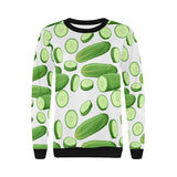 cucumber whole slices pattern Women's Crew Neck Sweatshirt