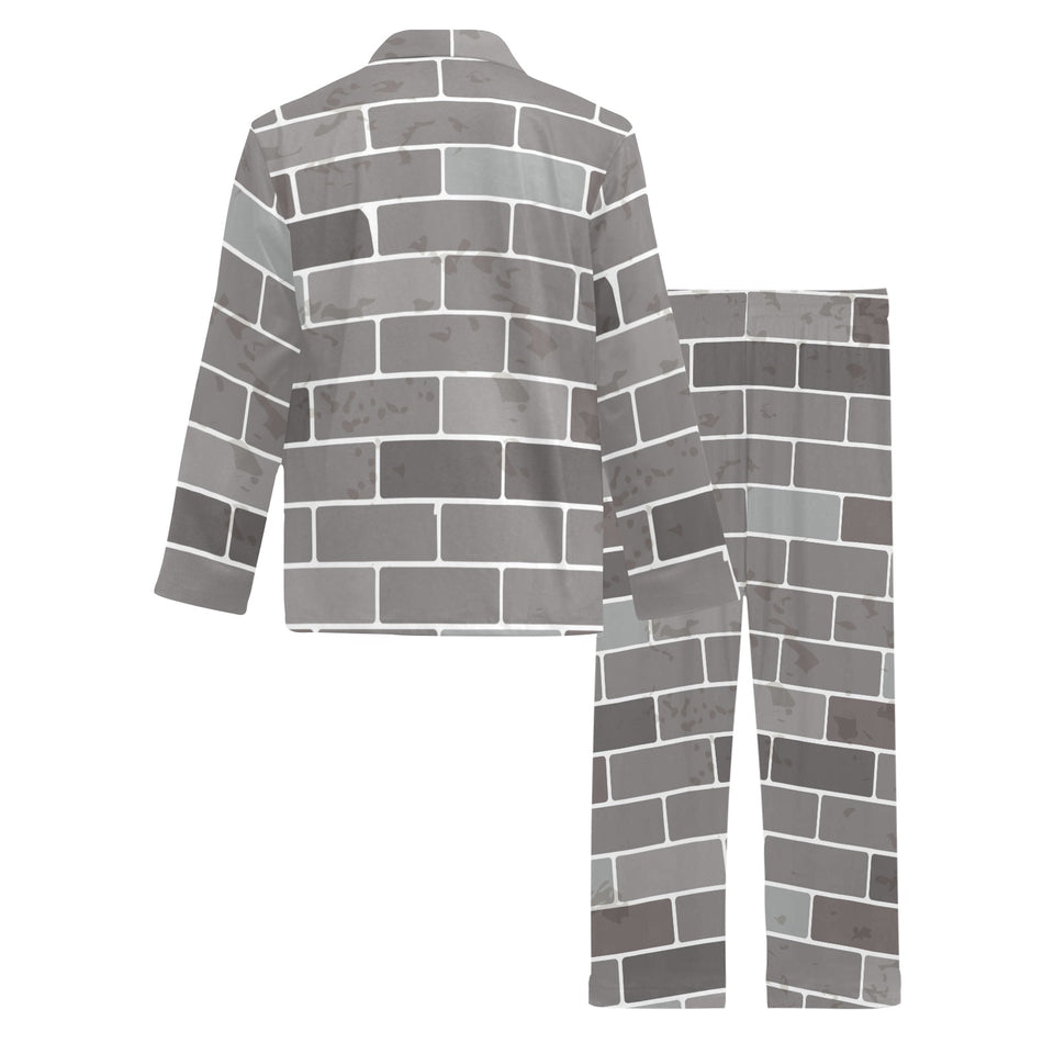 Brick Printed Pattern Print Design 05 Men's Long Pajama Set