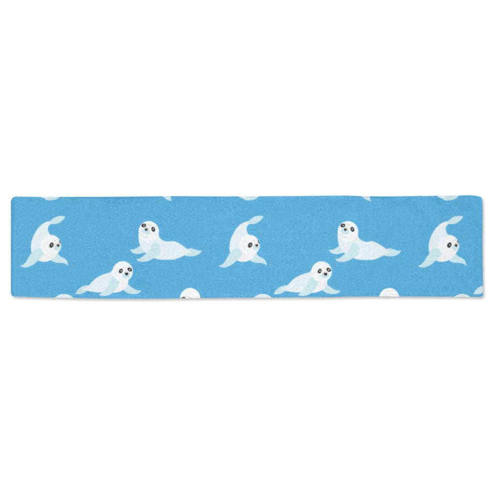 Cute sea lion seal pattern background Table Runner