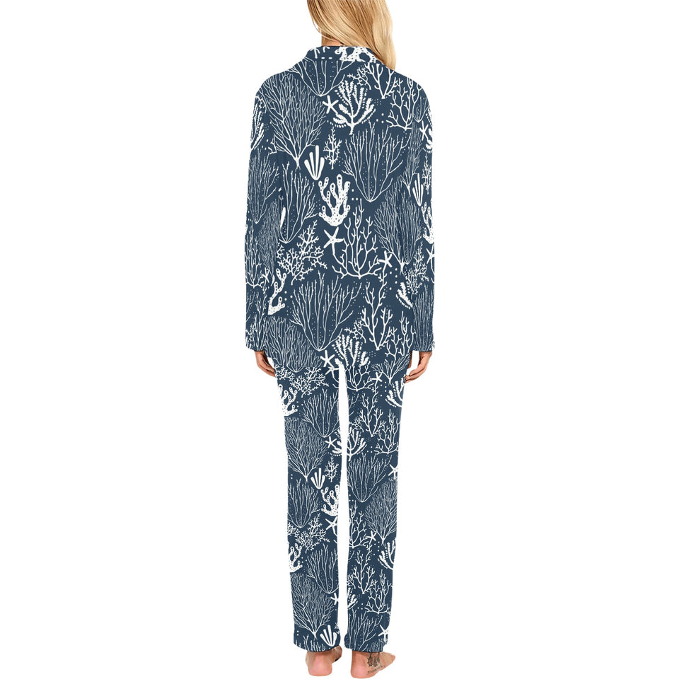 Coral Reef Pattern Print Design 05 Women's Long Pajama Set