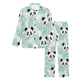 Panda pattern tropical leaves background Men's Long Pajama Set