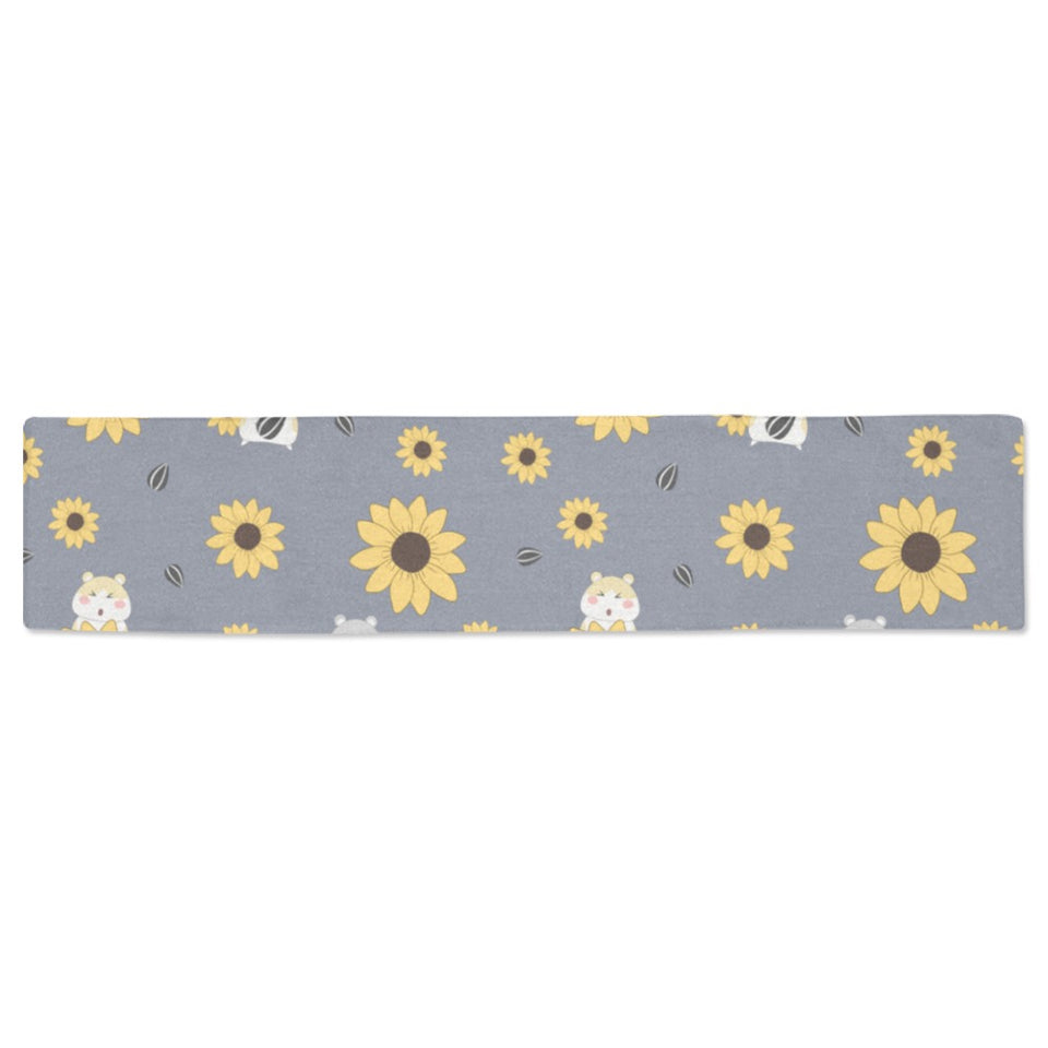 Cute hamster sunflower pattern background Table Runner