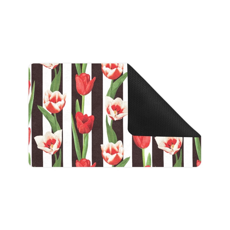 red and white tulips pattern Doormat