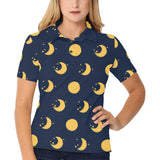 Moon star pattern Women's All Over Print Polo Shirt