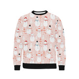 Cute snowman christmas tree snowpink background Men's Crew Neck Sweatshirt