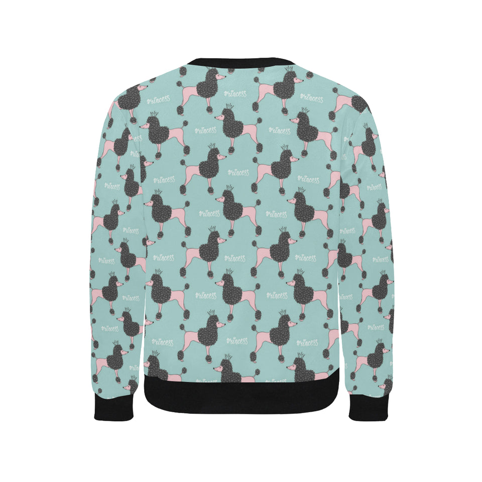 poodle dog green background Men's Crew Neck Sweatshirt